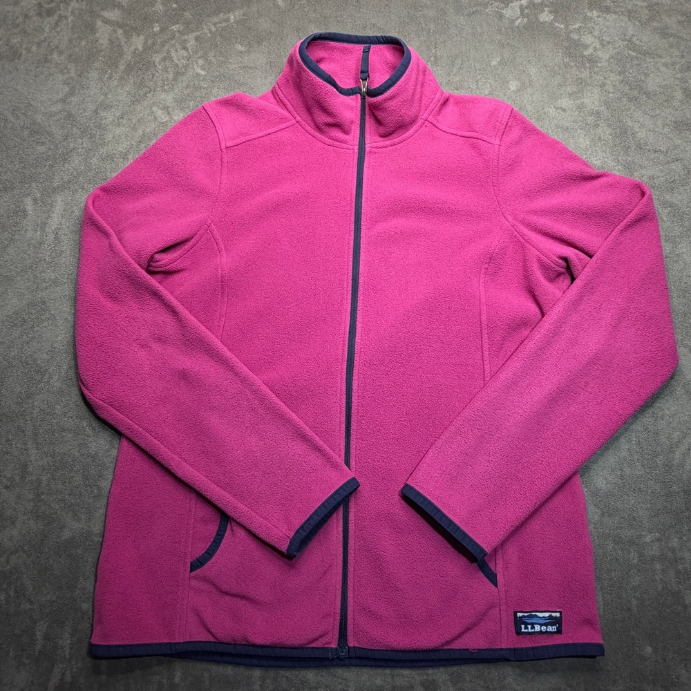 LLBean Fleece Jacket Womens Sz Small Pink Full Zip Mock Neck Lightweight Outdoor